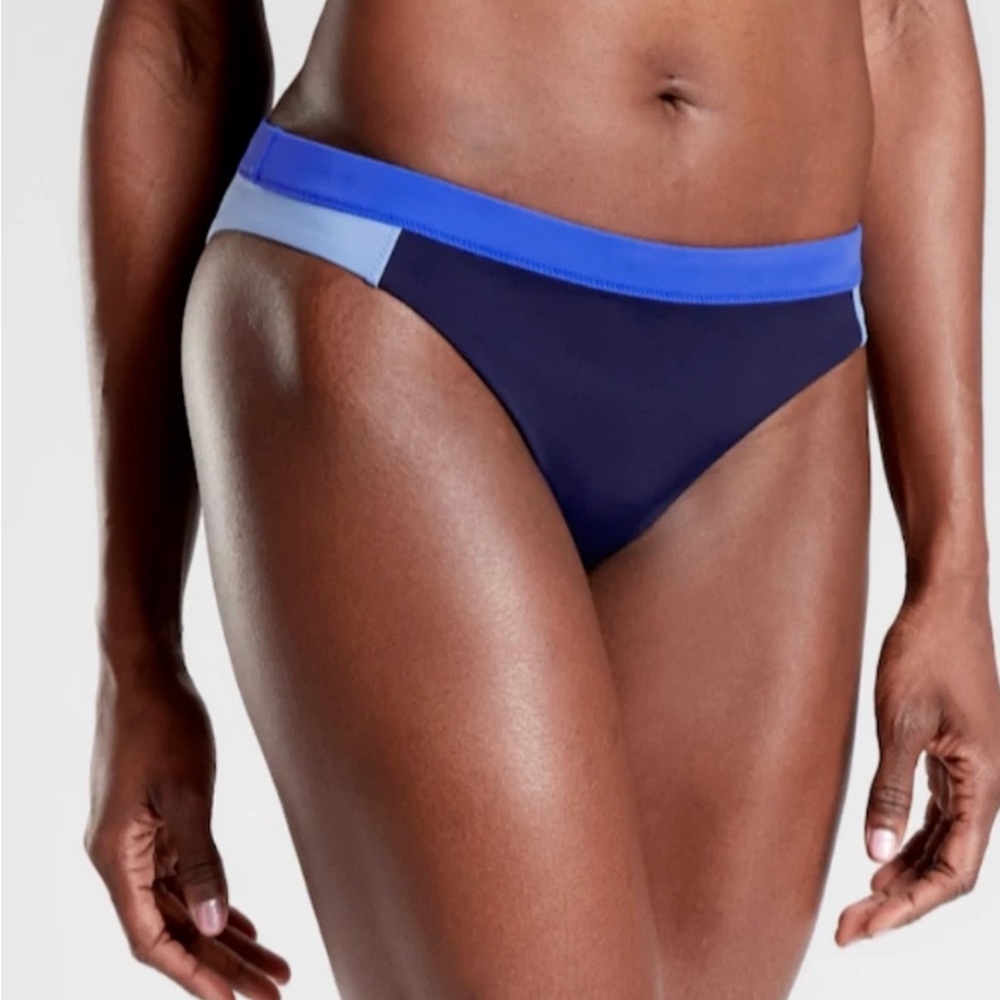 Athleta freestyle color‎ block navy blue Swim Bottom new with tag
